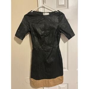 A.L.C leather black and brown mini dress sz 6